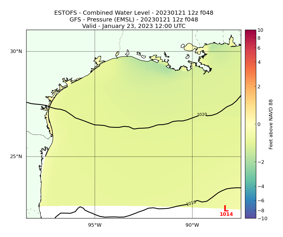ESTOFS 48 Hour Total Water Level image (ft)