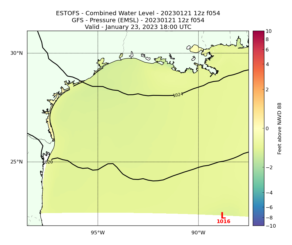 ESTOFS 54 Hour Total Water Level image (ft)