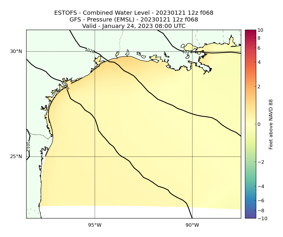 ESTOFS 68 Hour Total Water Level image (ft)