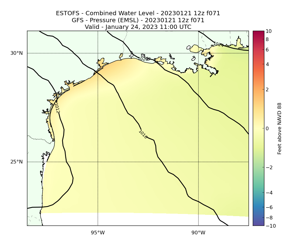 ESTOFS 71 Hour Total Water Level image (ft)