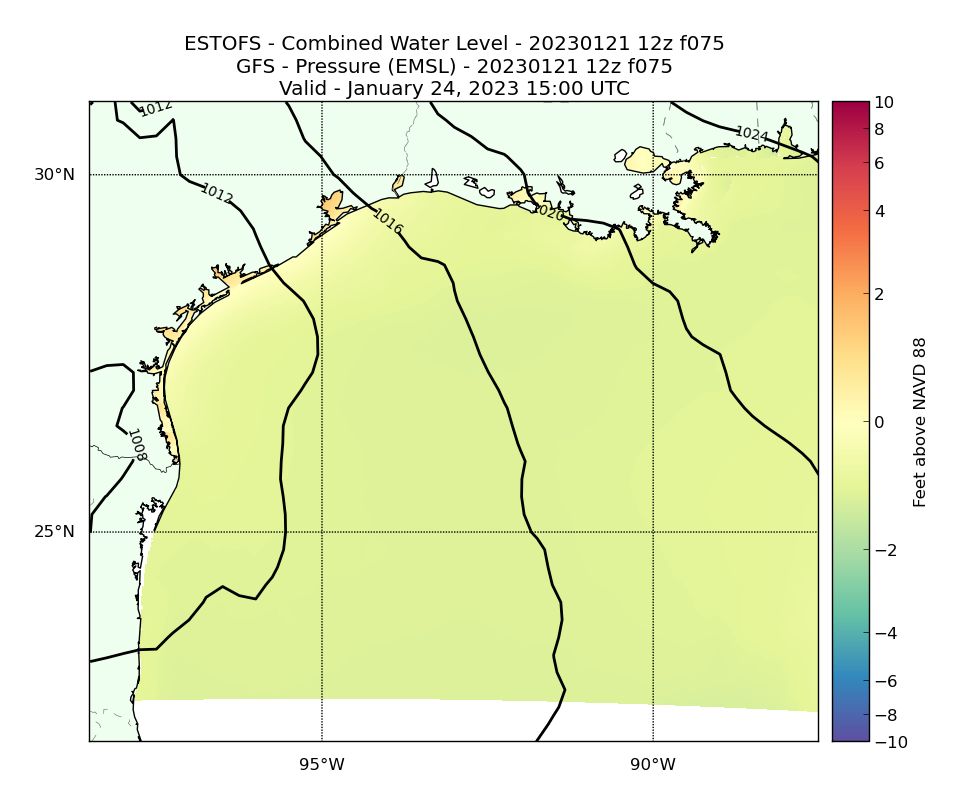 ESTOFS 75 Hour Total Water Level image (ft)