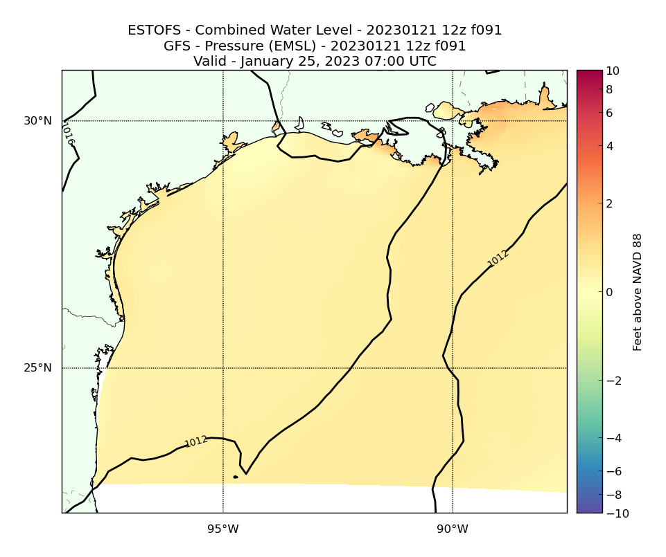 ESTOFS 91 Hour Total Water Level image (ft)