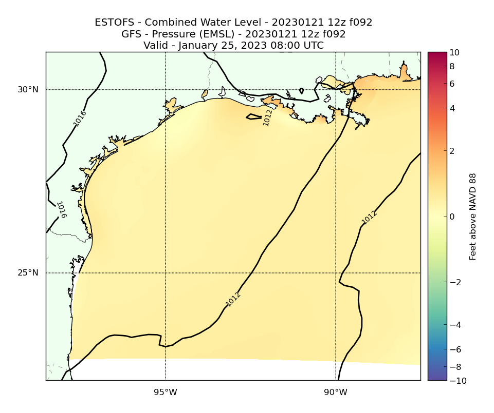 ESTOFS 92 Hour Total Water Level image (ft)