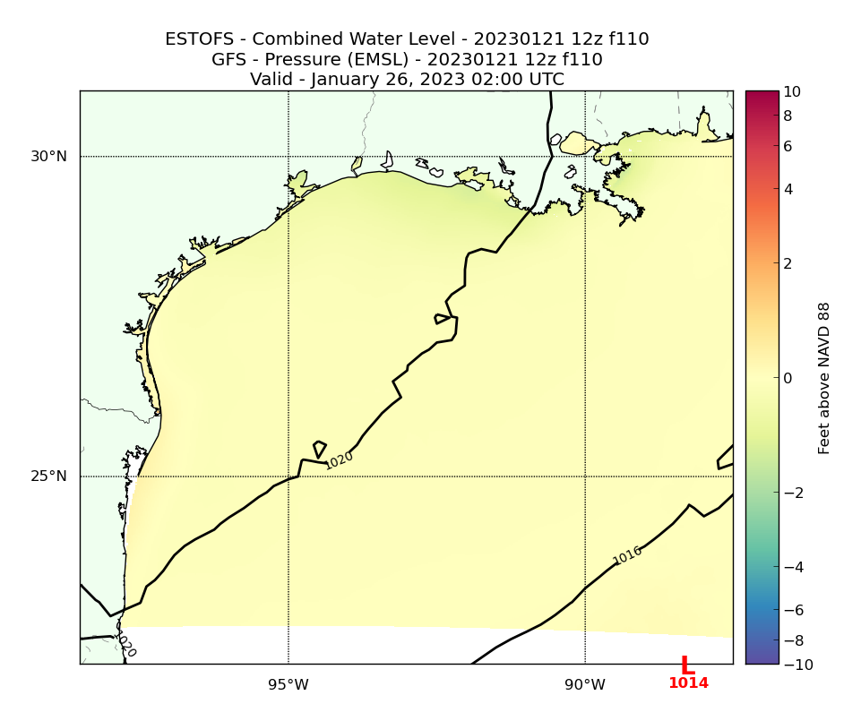ESTOFS 110 Hour Total Water Level image (ft)
