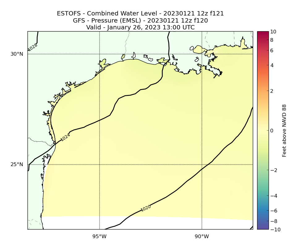 ESTOFS 121 Hour Total Water Level image (ft)