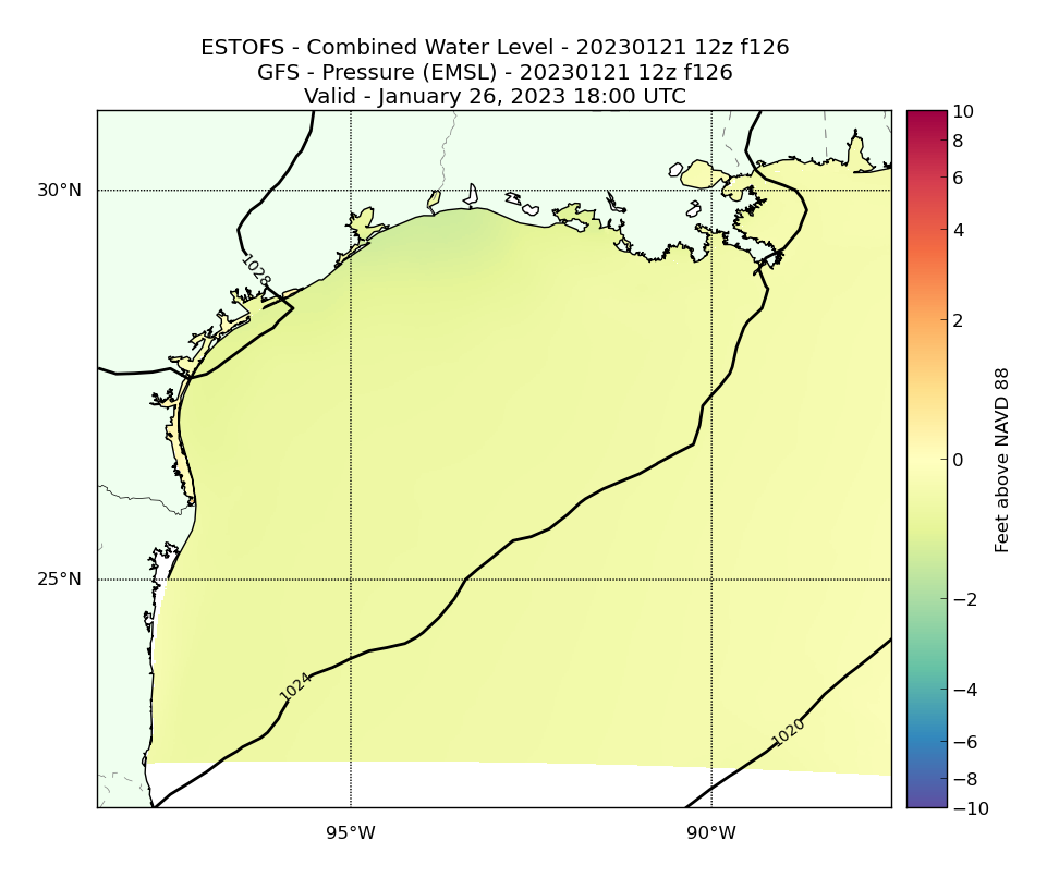 ESTOFS 126 Hour Total Water Level image (ft)