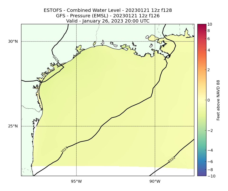 ESTOFS 128 Hour Total Water Level image (ft)
