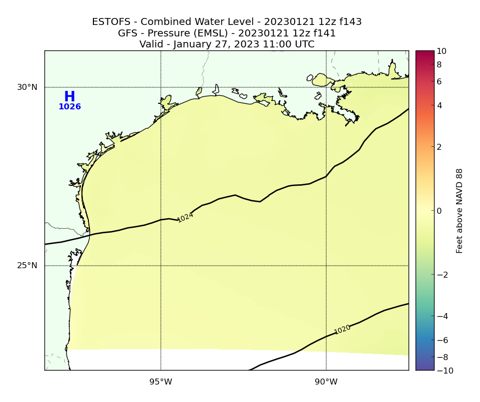 ESTOFS 143 Hour Total Water Level image (ft)