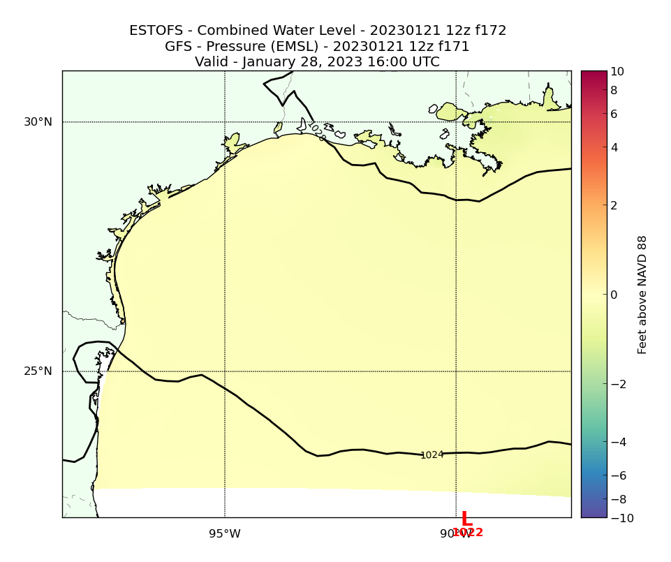 ESTOFS 172 Hour Total Water Level image (ft)