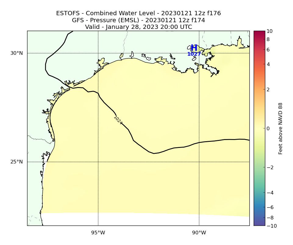 ESTOFS 176 Hour Total Water Level image (ft)