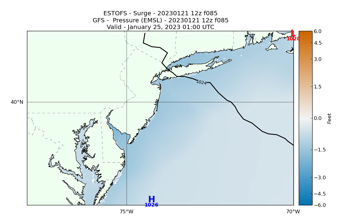 ESTOFS 85 Hour Storm Surge image (ft)