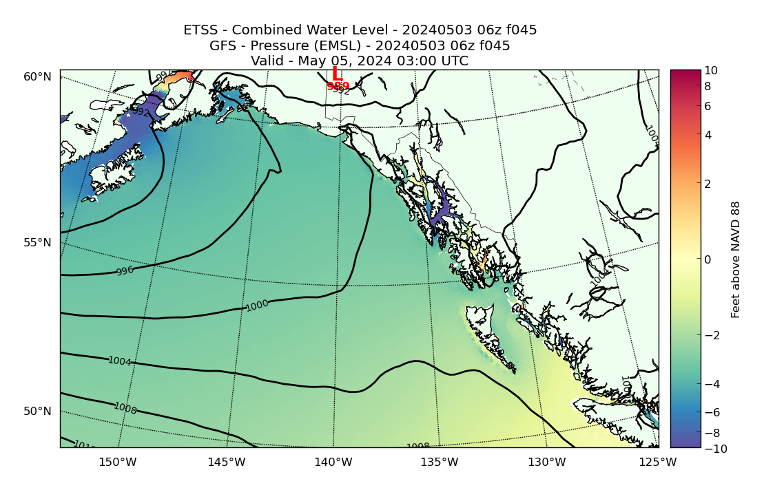 ETSS 45 Hour Total Water Level image (ft)