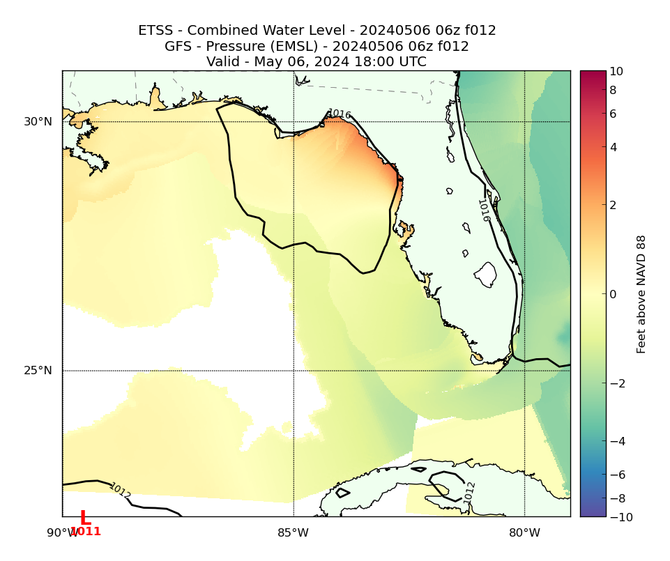 ETSS 12 Hour Total Water Level image (ft)