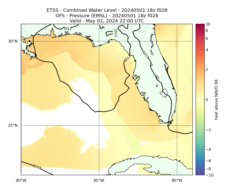 ETSS 28 Hour Total Water Level image (ft)