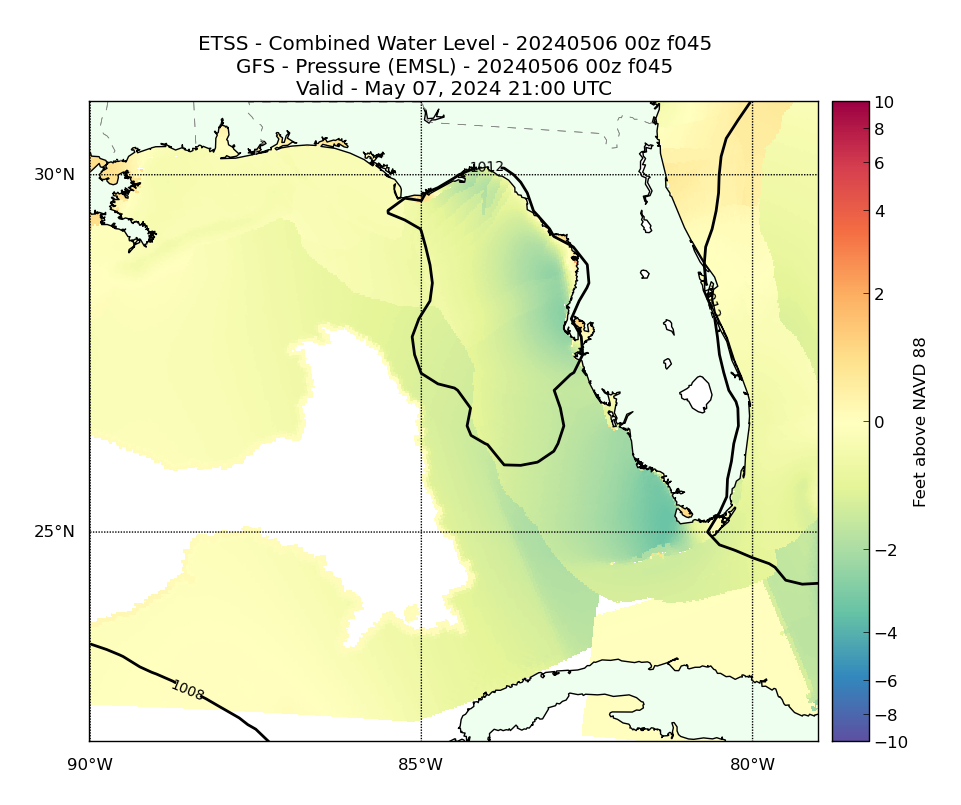 ETSS 45 Hour Total Water Level image (ft)