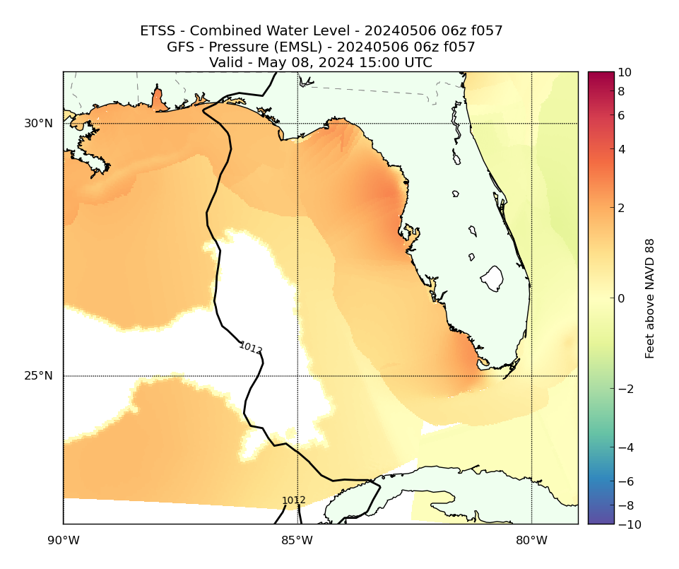 ETSS 57 Hour Total Water Level image (ft)