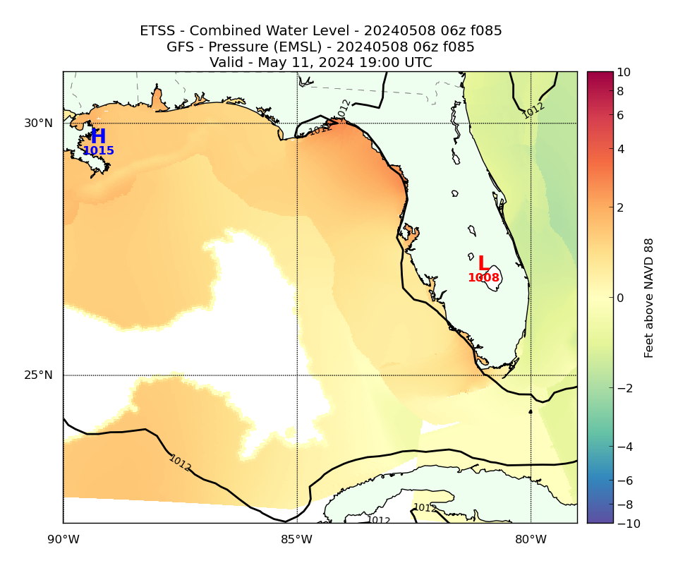 ETSS 85 Hour Total Water Level image (ft)