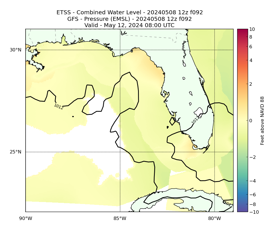 ETSS 92 Hour Total Water Level image (ft)
