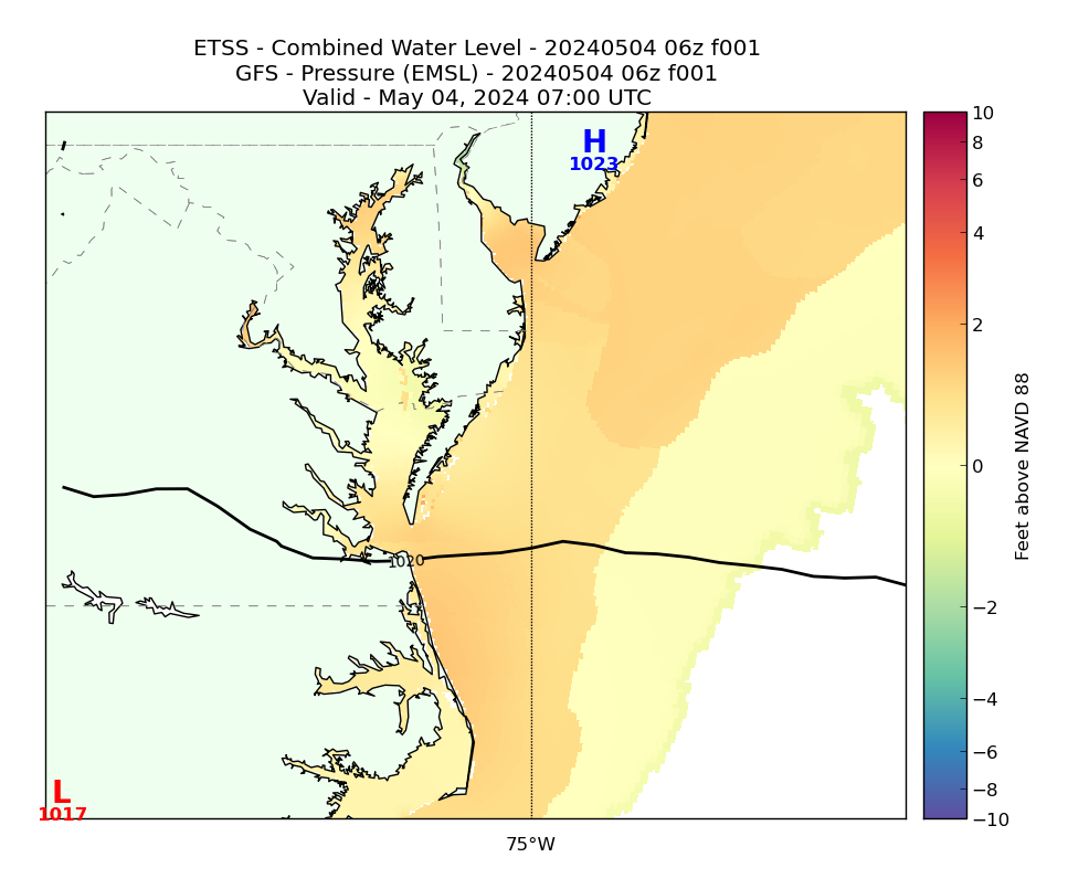 ETSS 1 Hour Total Water Level image (ft)