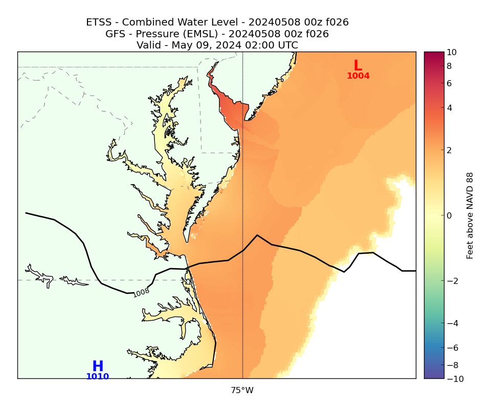 ETSS 26 Hour Total Water Level image (ft)