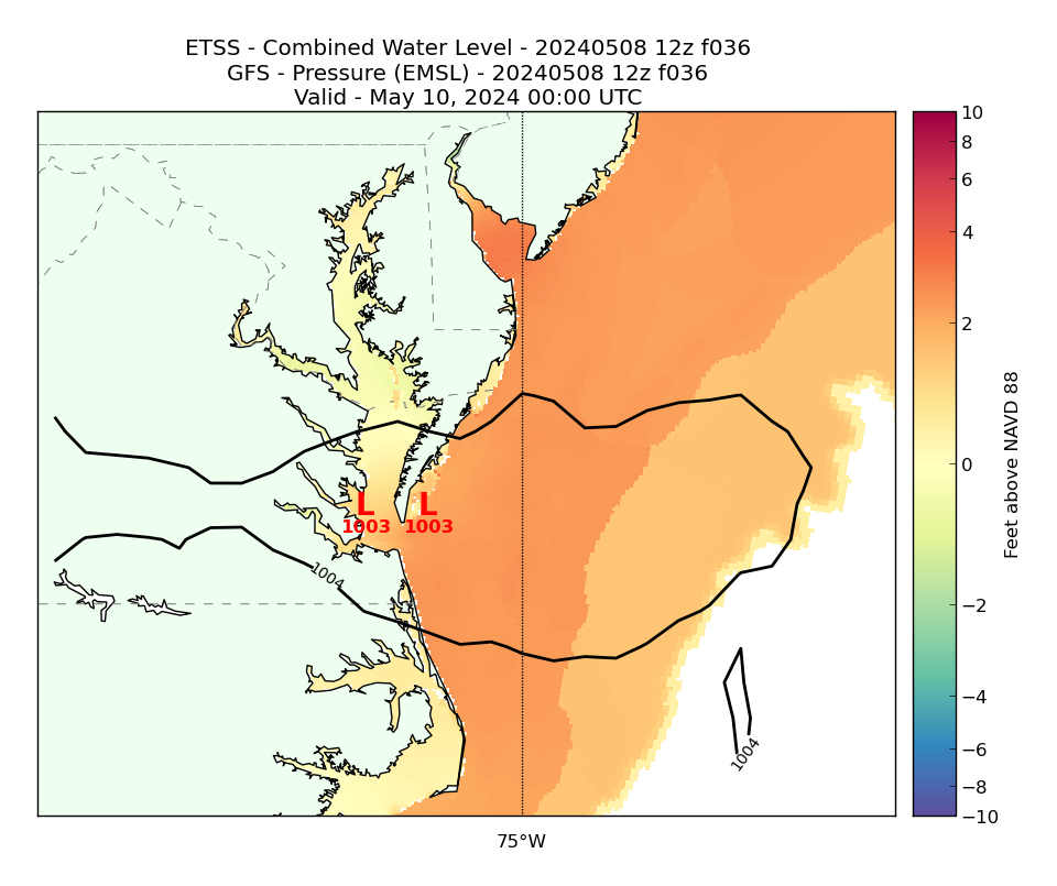 ETSS 36 Hour Total Water Level image (ft)
