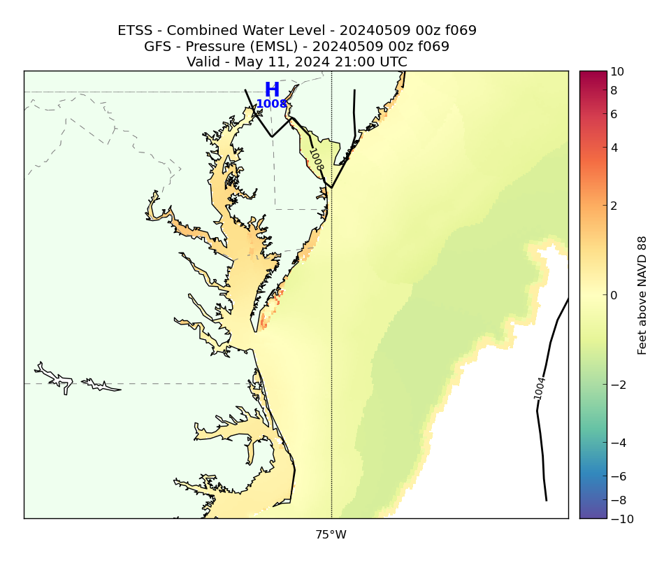 ETSS 69 Hour Total Water Level image (ft)