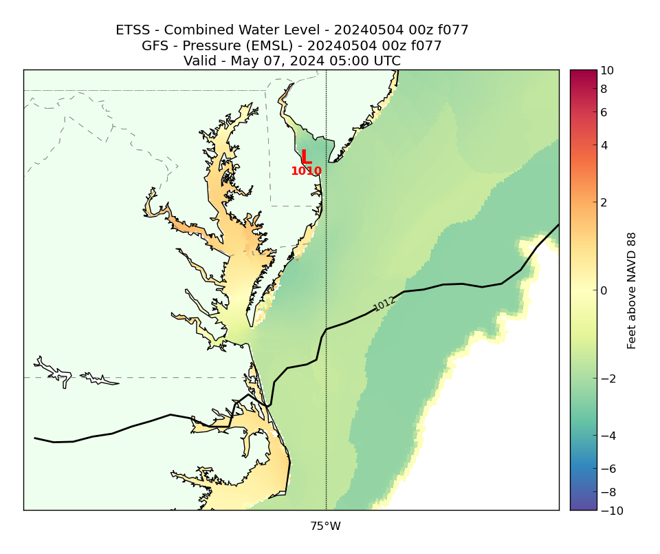 ETSS 77 Hour Total Water Level image (ft)
