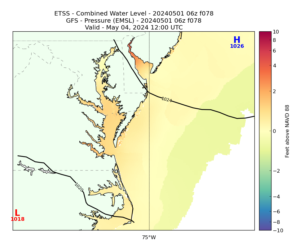 ETSS 78 Hour Total Water Level image (ft)