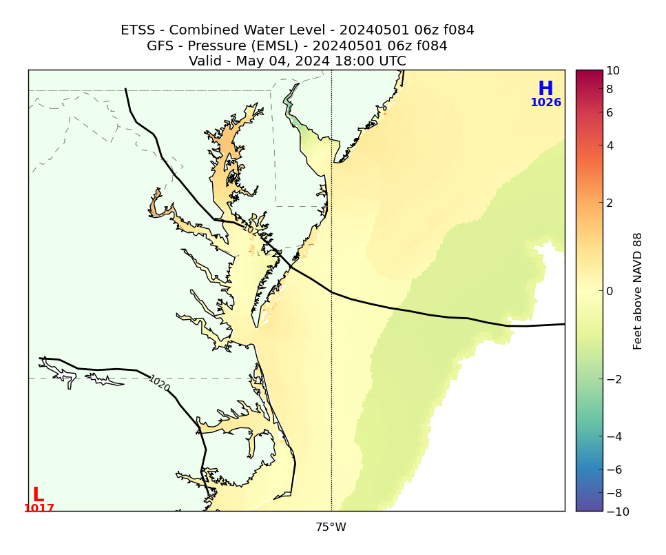 ETSS 84 Hour Total Water Level image (ft)