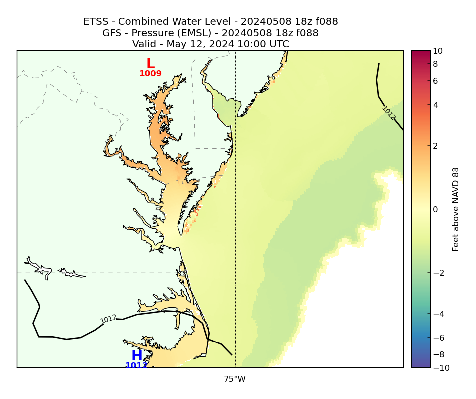 ETSS 88 Hour Total Water Level image (ft)