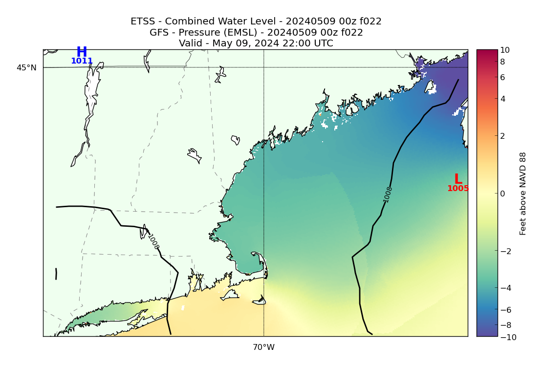 ETSS 22 Hour Total Water Level image (ft)