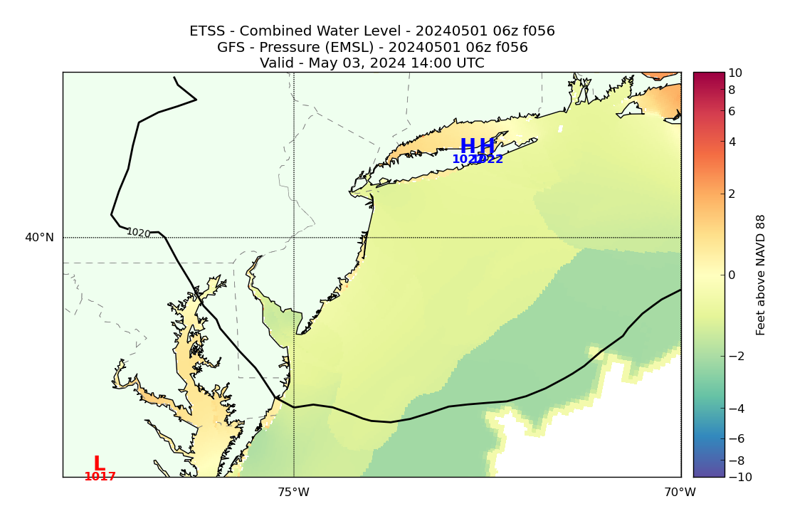 ETSS 56 Hour Total Water Level image (ft)