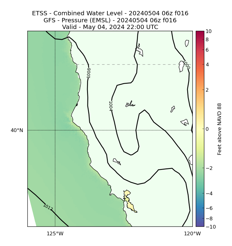ETSS 16 Hour Total Water Level image (ft)