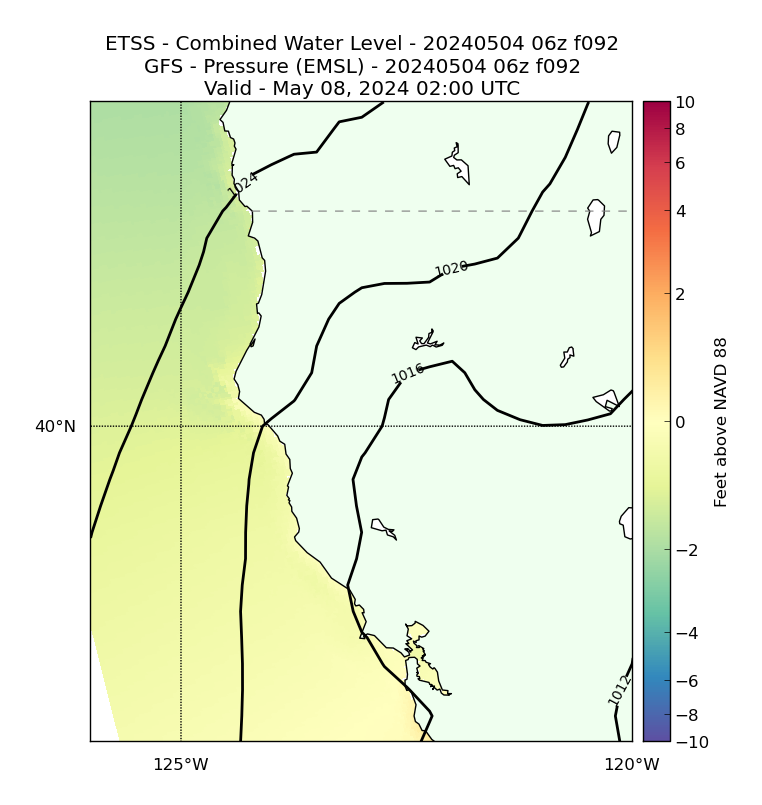 ETSS 92 Hour Total Water Level image (ft)