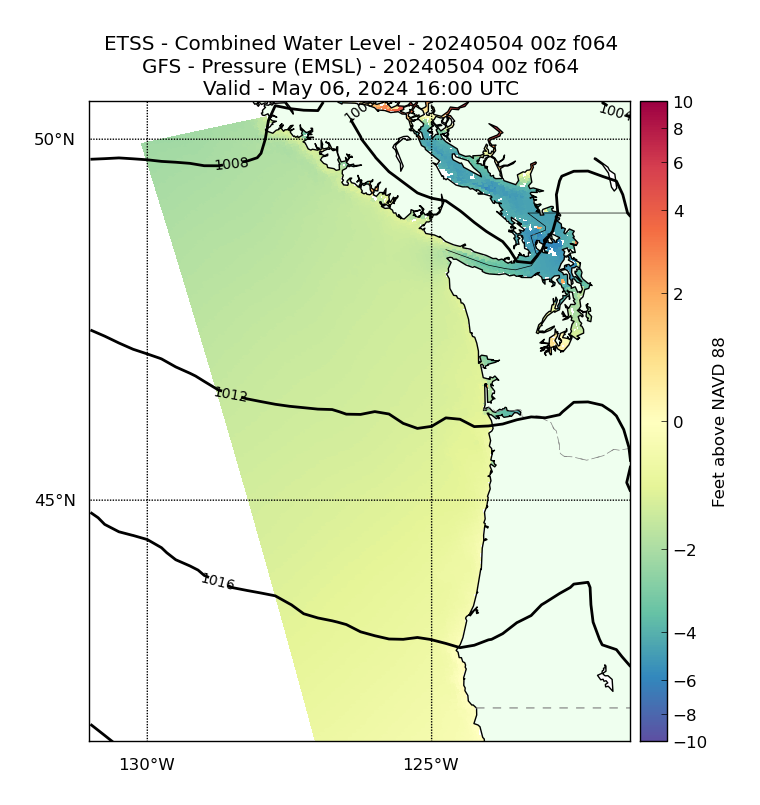 ETSS 64 Hour Total Water Level image (ft)