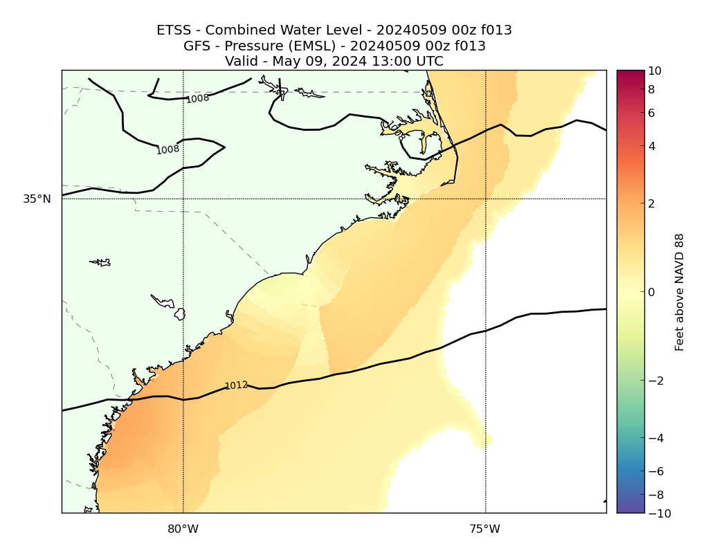ETSS 13 Hour Total Water Level image (ft)