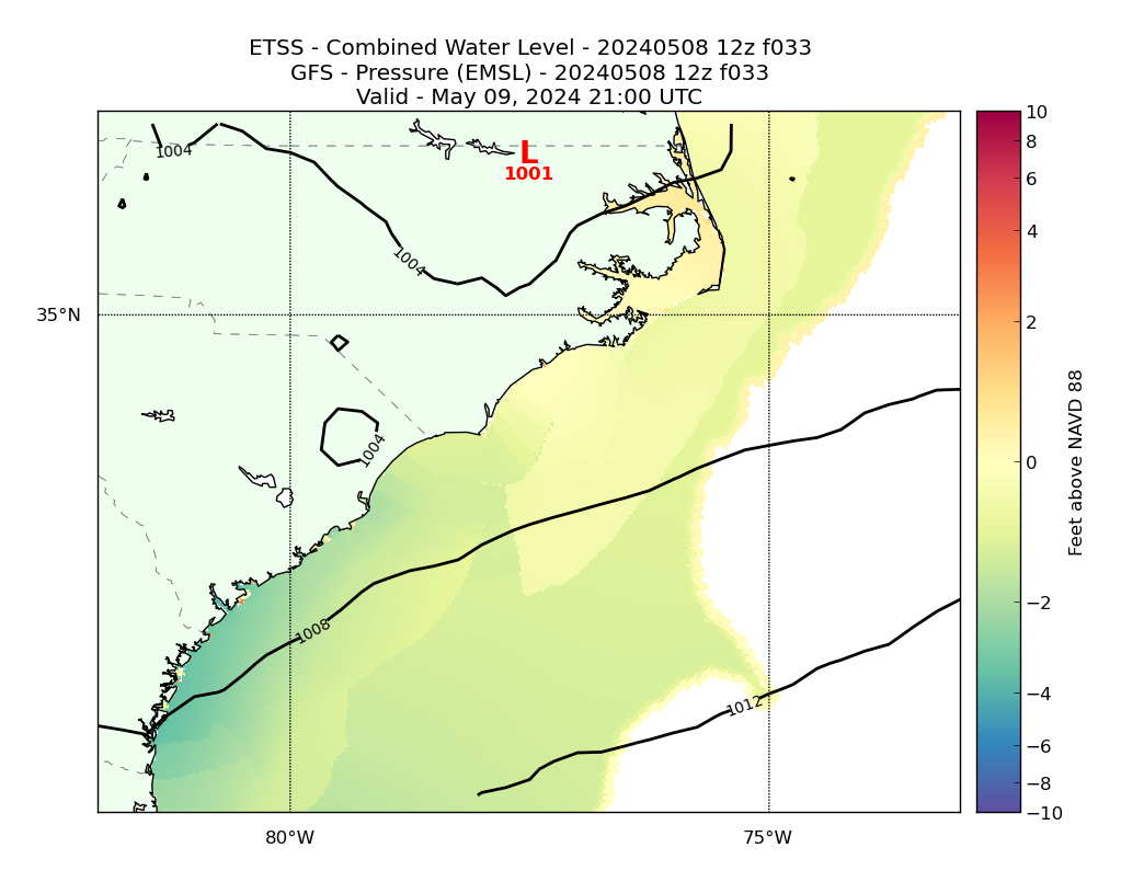 ETSS 33 Hour Total Water Level image (ft)