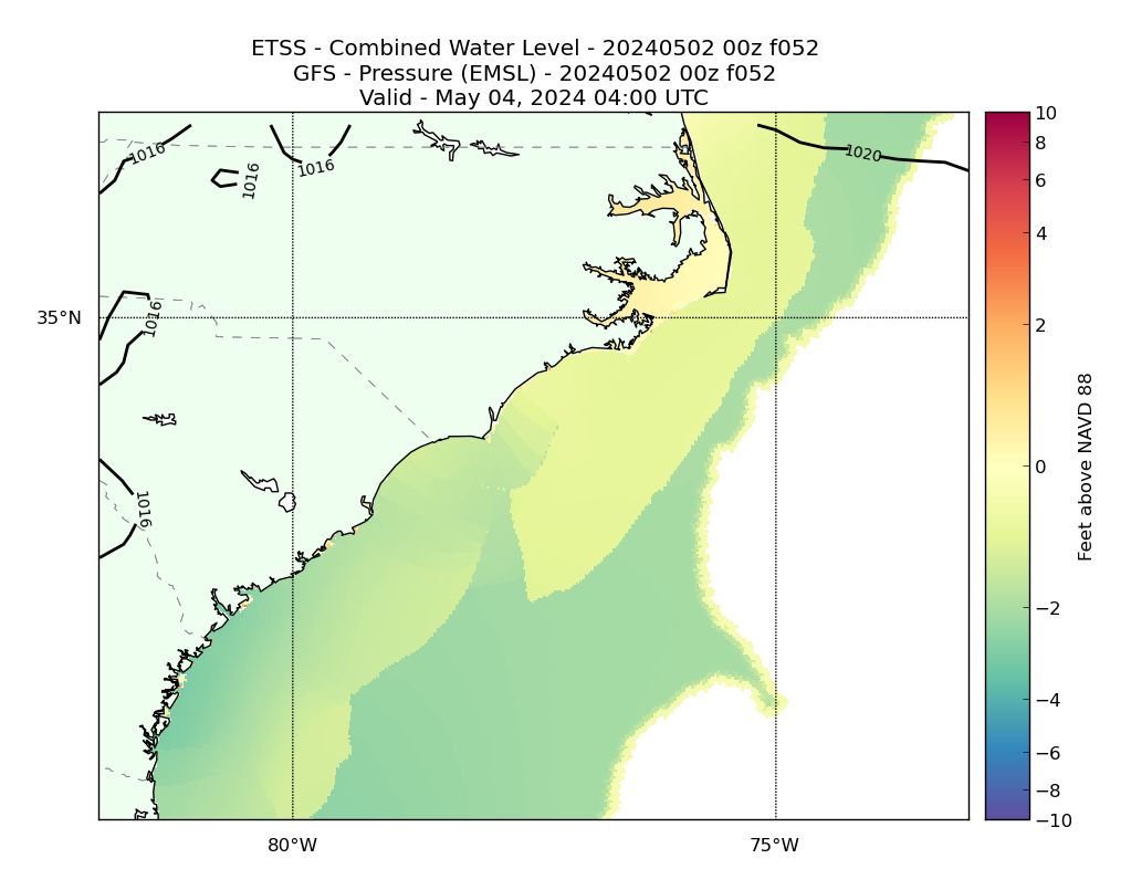 ETSS 52 Hour Total Water Level image (ft)