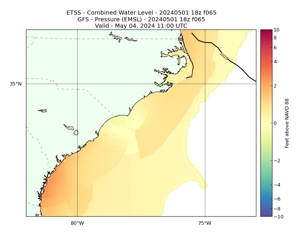 ETSS 65 Hour Total Water Level image (ft)