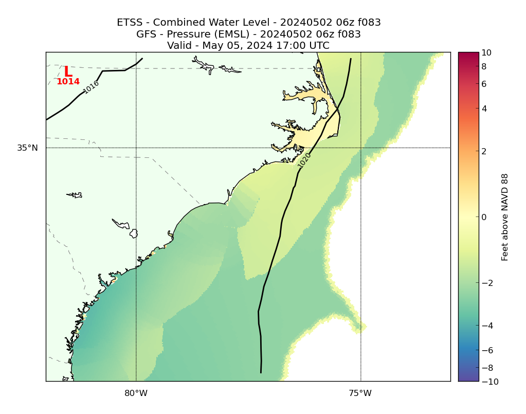 ETSS 83 Hour Total Water Level image (ft)