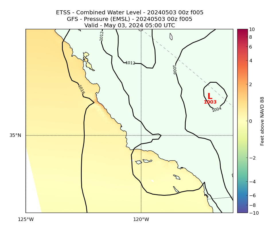 ETSS 5 Hour Total Water Level image (ft)
