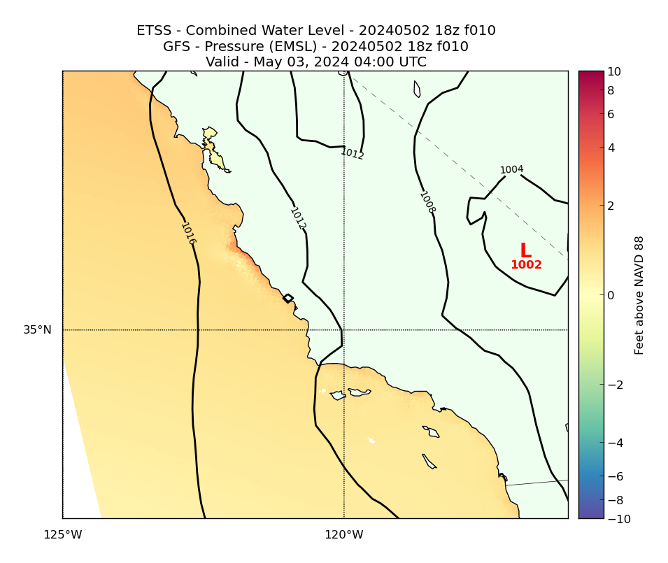 ETSS 10 Hour Total Water Level image (ft)