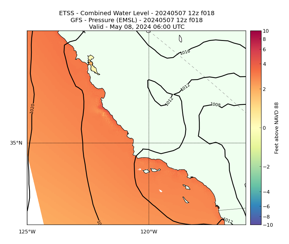 ETSS 18 Hour Total Water Level image (ft)