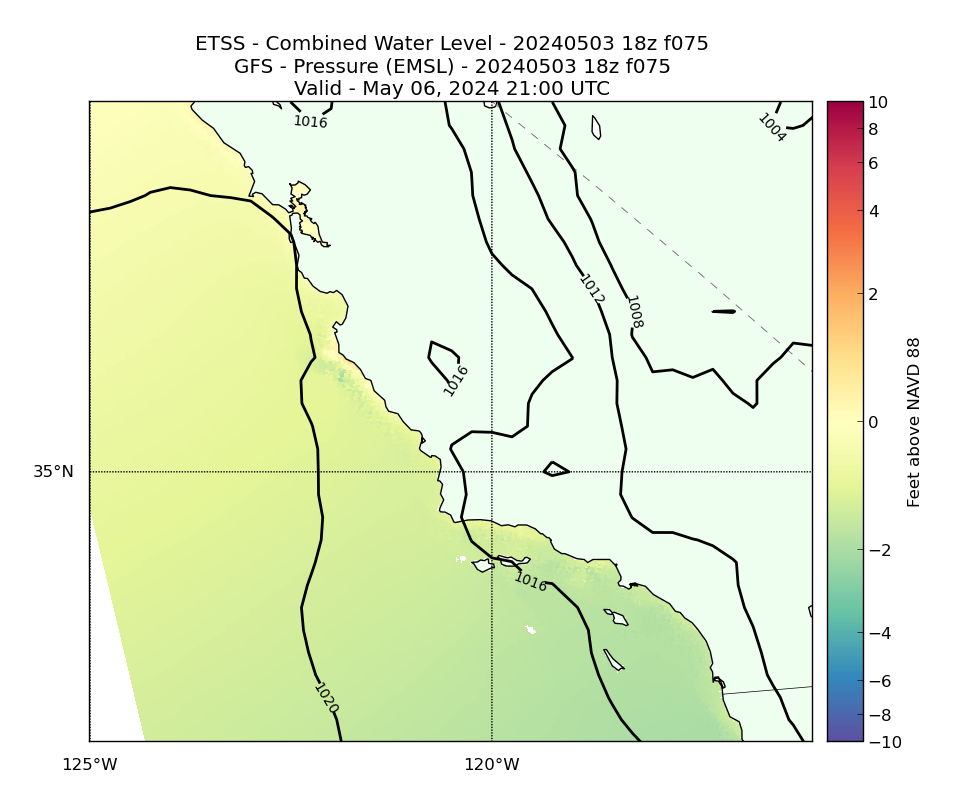 ETSS 75 Hour Total Water Level image (ft)