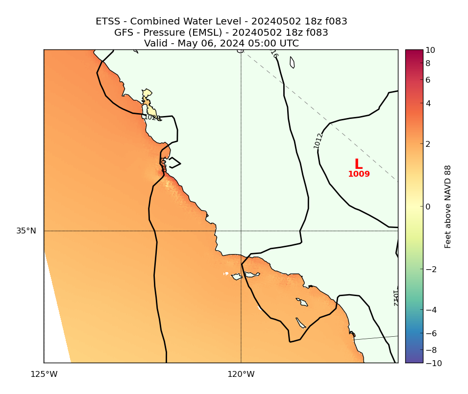 ETSS 83 Hour Total Water Level image (ft)