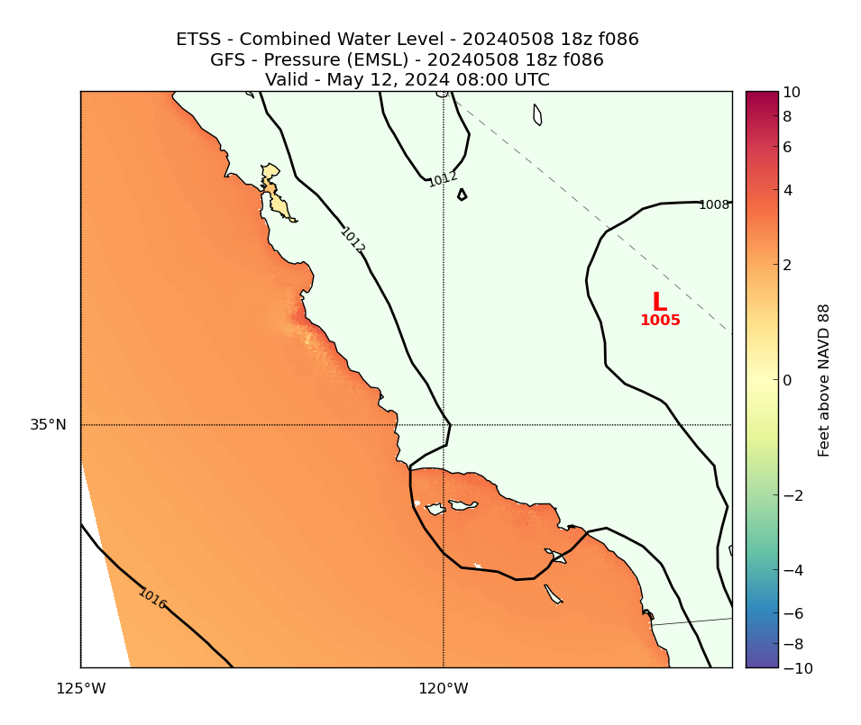 ETSS 86 Hour Total Water Level image (ft)