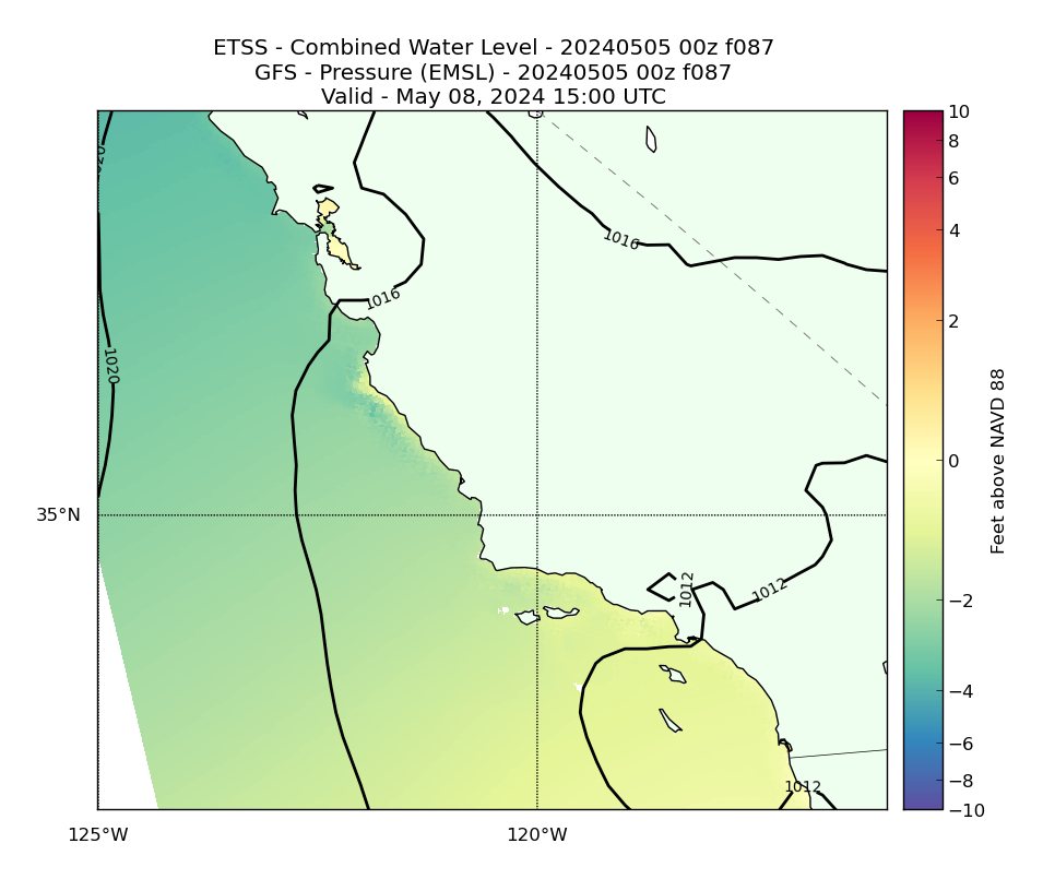 ETSS 87 Hour Total Water Level image (ft)