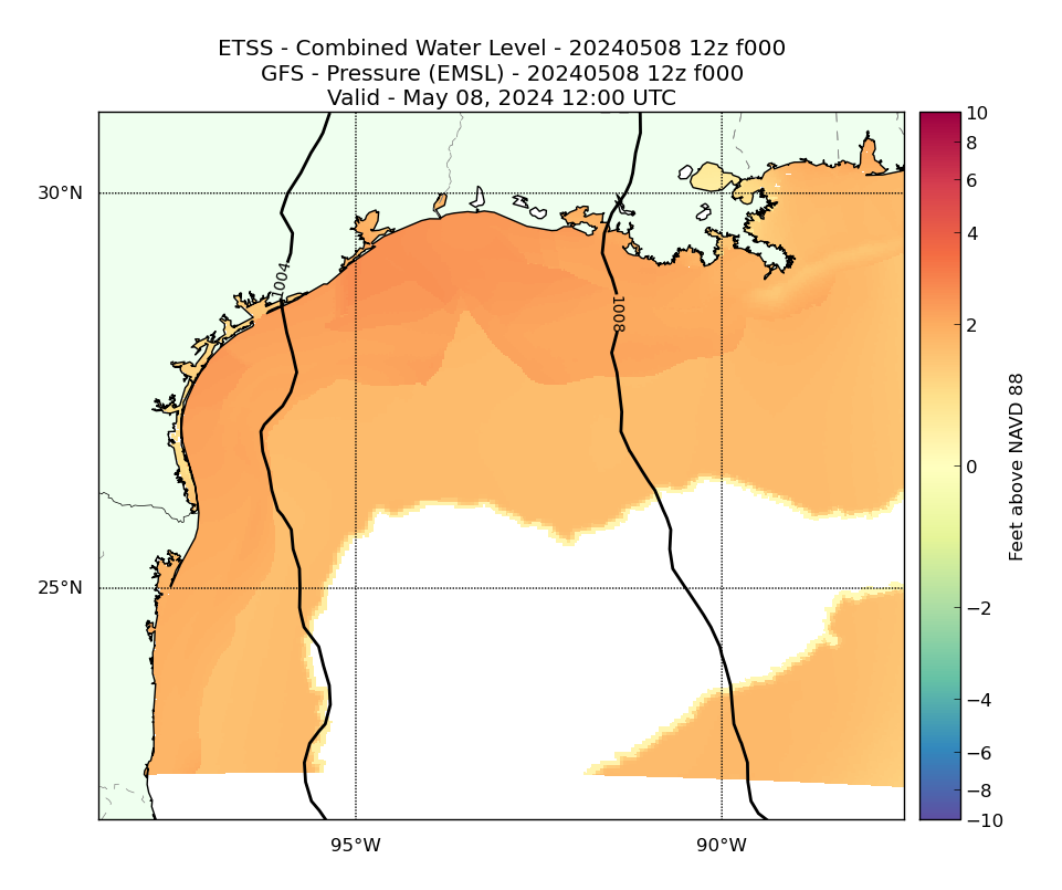 ETSS 0 Hour Total Water Level image (ft)