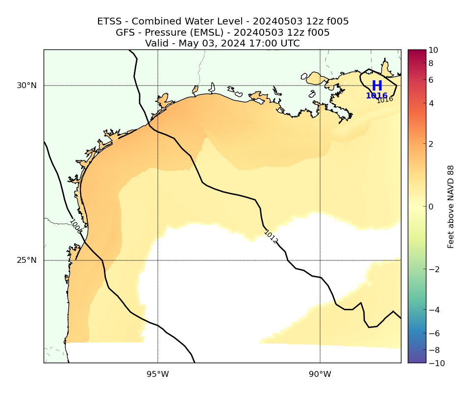 ETSS 5 Hour Total Water Level image (ft)