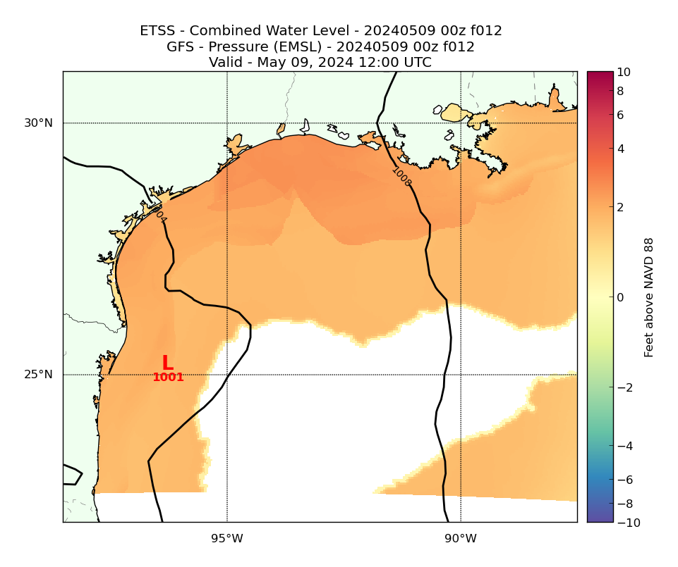 ETSS 12 Hour Total Water Level image (ft)